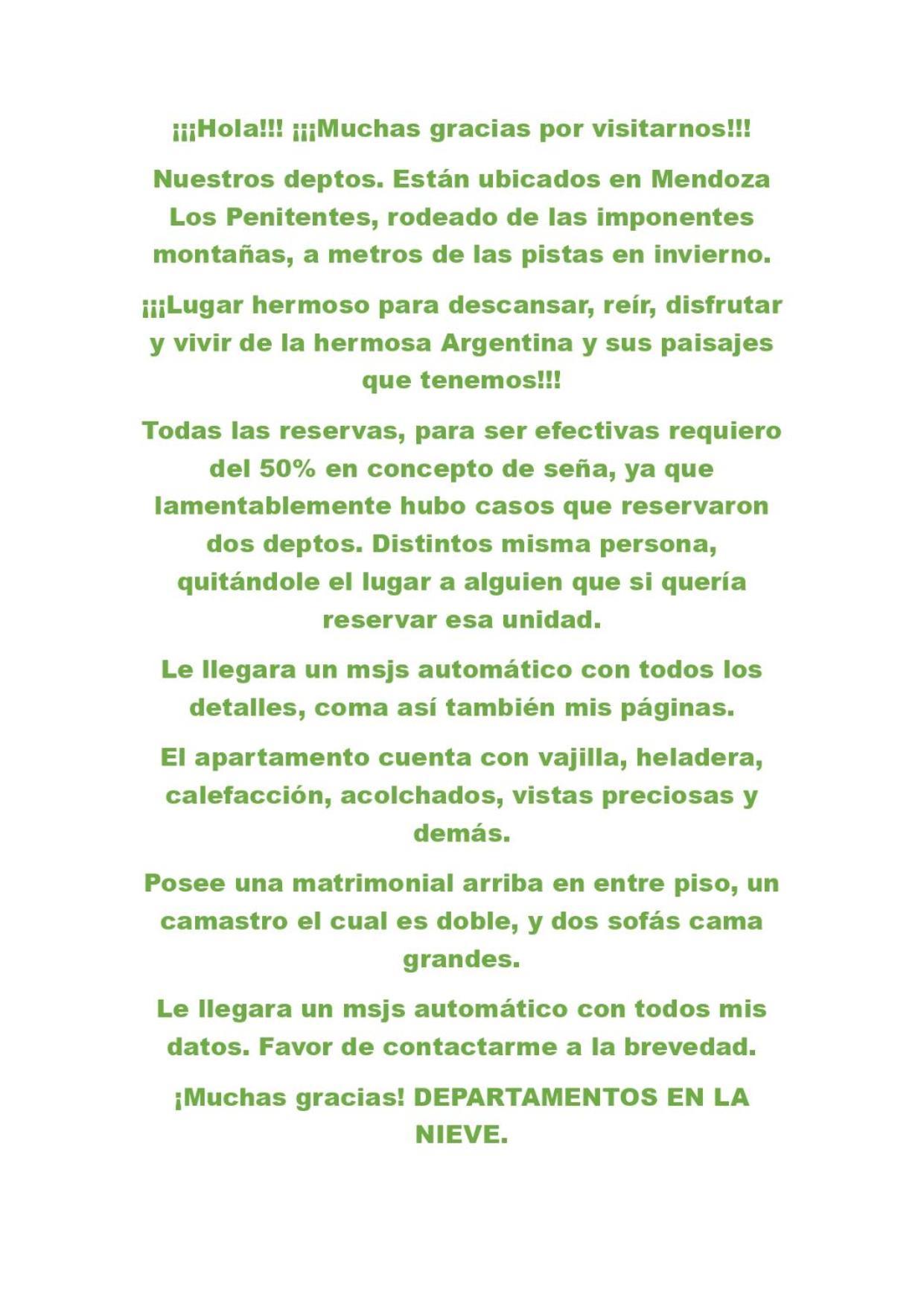 Hermoso Departamento Frente A Las Montanas Los Penitentes Eksteriør bilde